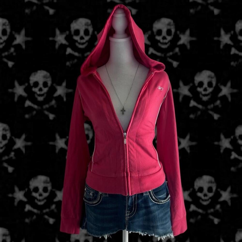 skinny slim fitted sporty pink hooded zip up hooded light jacket
